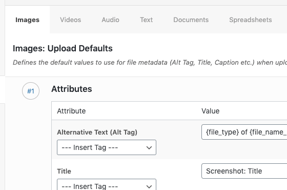 Media Library Organizer: Defaults: File Types